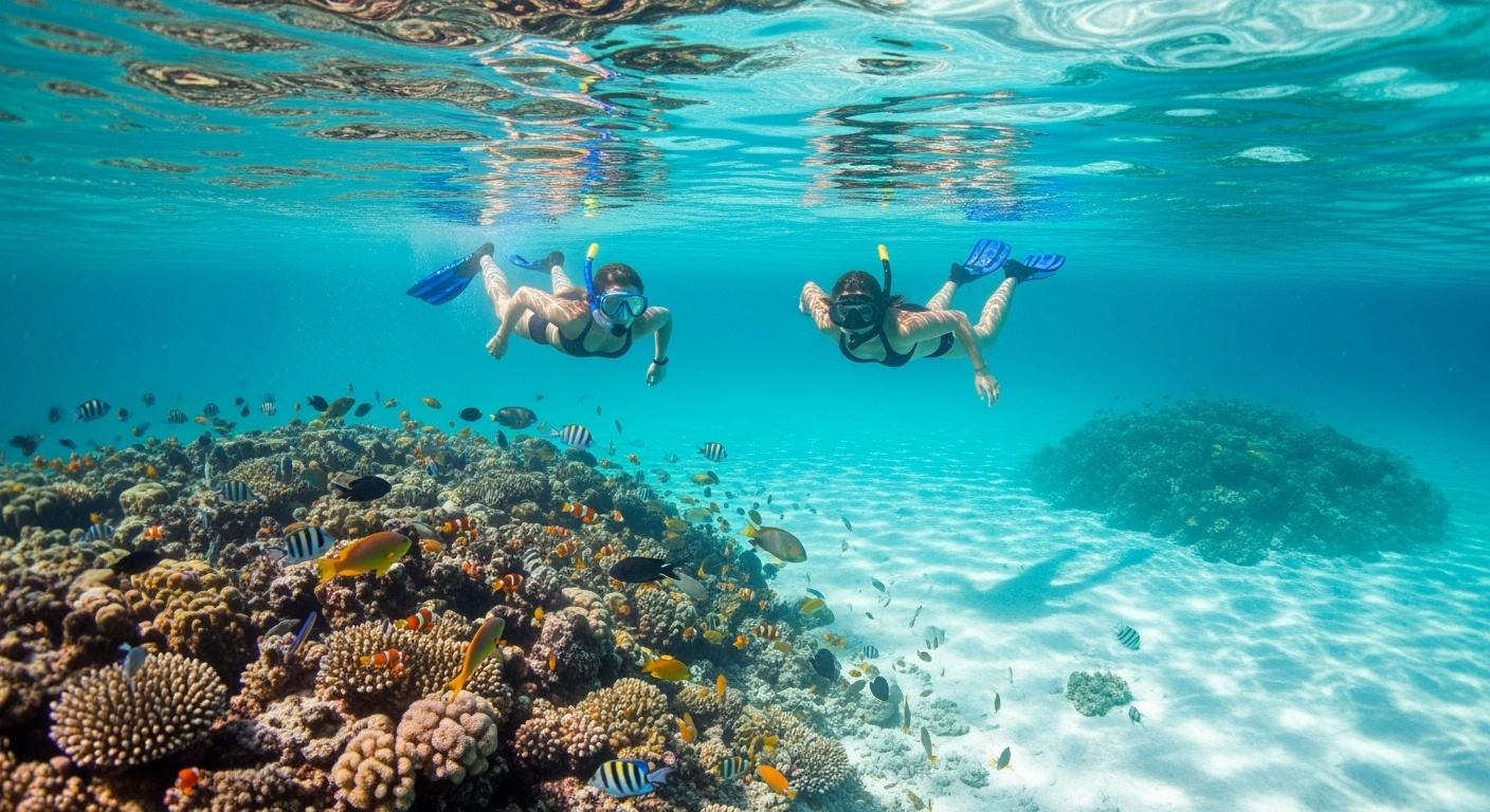 Snorkeling in crystal clear Maldives waters