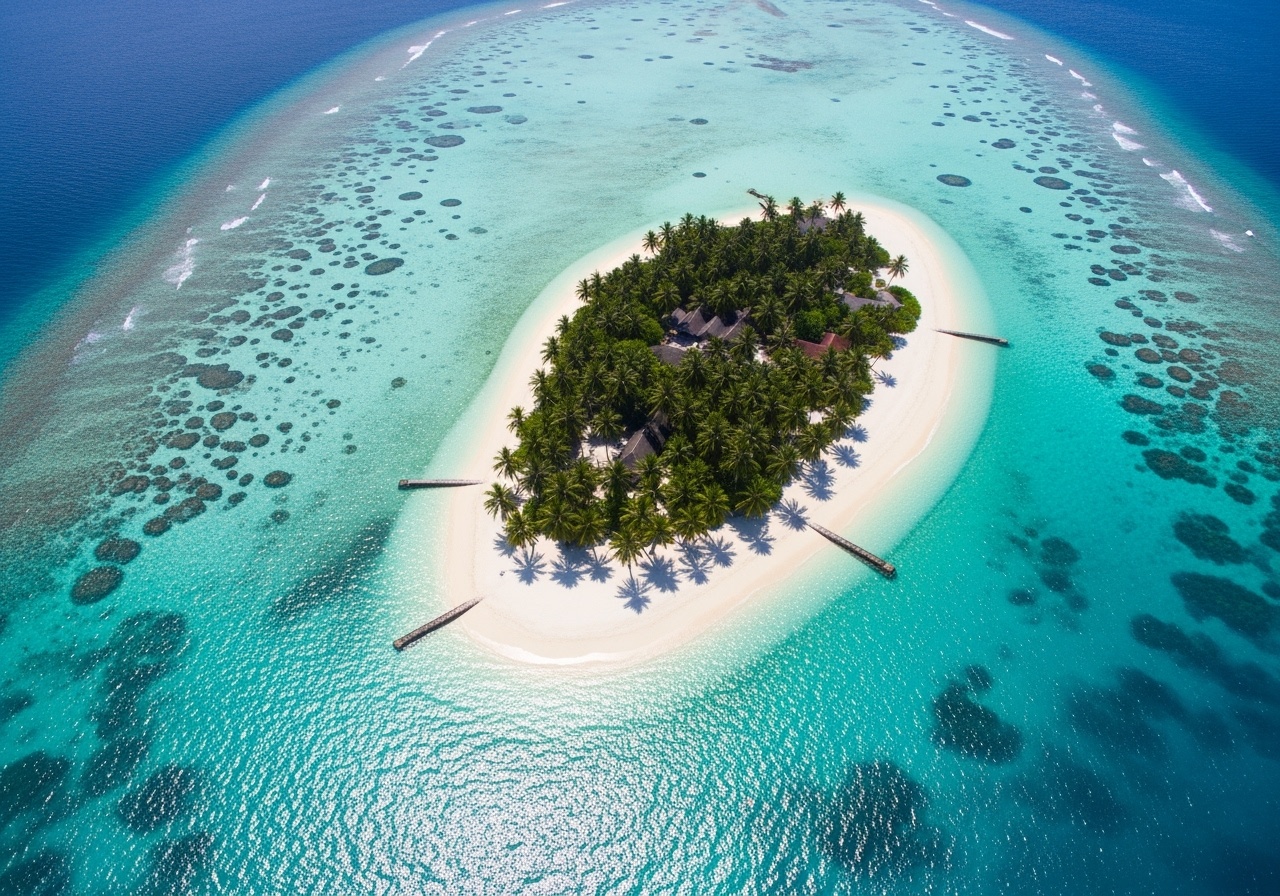 Pristine uninhabited island with white sand beach